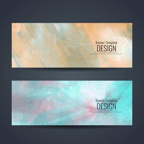 Conjunto de banners con estilo ondulado colorido abstracto vector