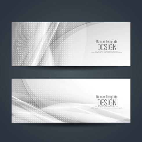 Abstract colorful wavy stylish banners set vector