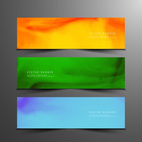 Abstract colorful watercolor modern banners set vector