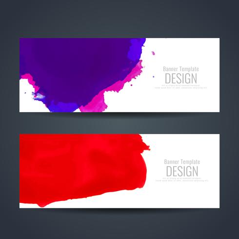 Abstract colorful watercolor banners set vector