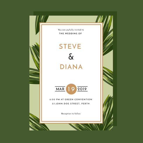 Invitation Template Palm Leaf Vector