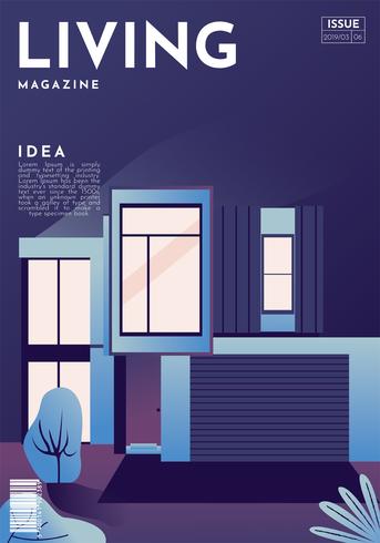 Diseño de portada de revista Living Vector