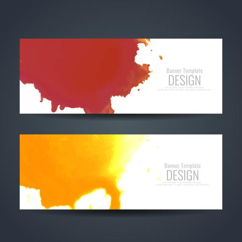 Abstract colorful watercolor banners set vector