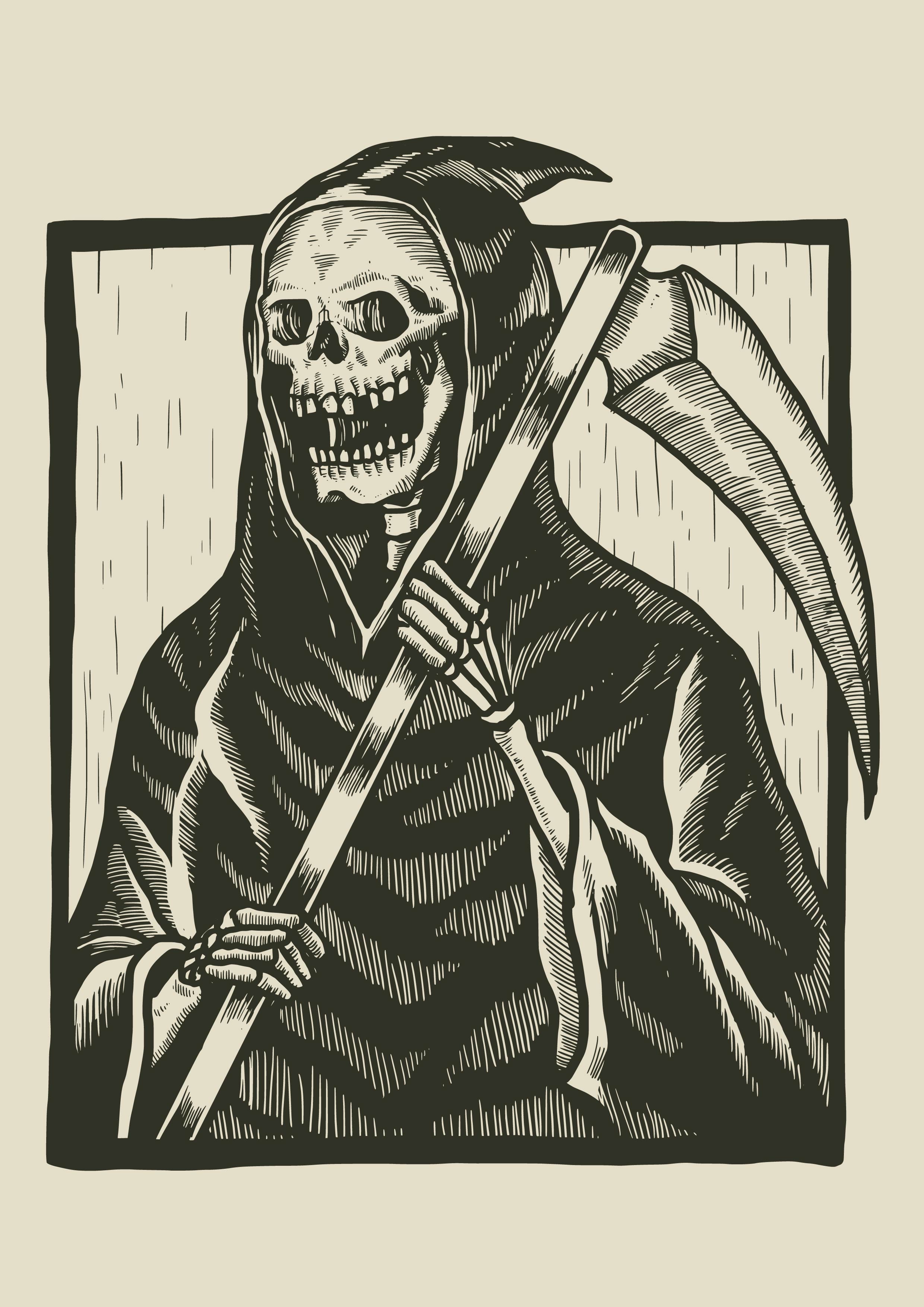 Skeleton Linocut Illustration 256364 - Download Free Vectors, Clipart
