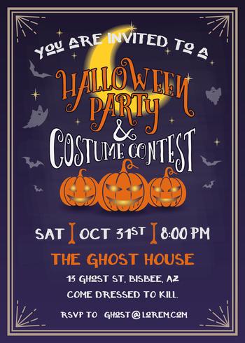 Halloween party invitation with scary pumpkins design vector