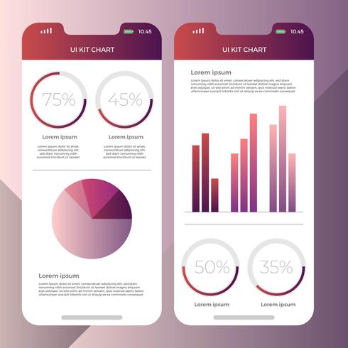 Plantilla de kit de interfaz de usuario de gráficos planos vector