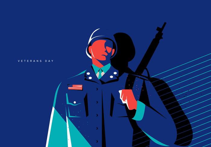 Veteran's Day Concept Soldier Illustration Flat Vector Background