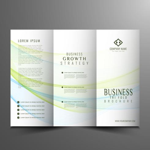 Abstract wavy trifold business brochure template vector