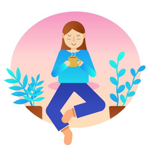 Women Feel Relax Vector