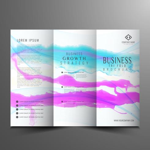 Abstract watercolor trifold business brochure template vector