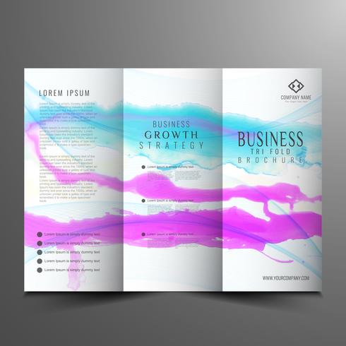 Abstract watercolor trifold business brochure template vector