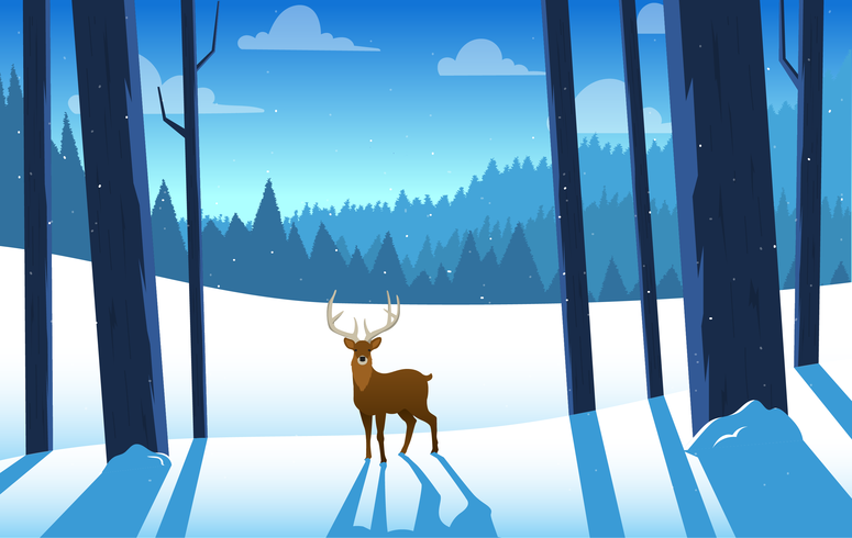 Vector Beautiful Winter Landscape Illustration