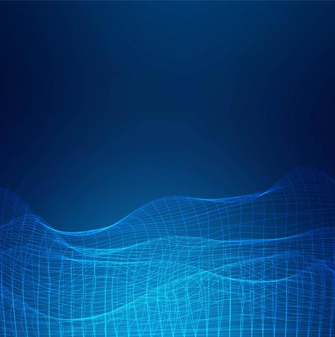 Resumen tecnología azul elegante diseño de onda de alambre vector