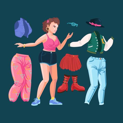 80's Vintage Paper Doll vector