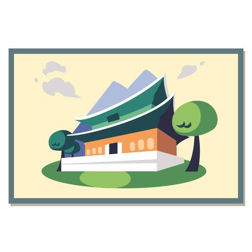 Postal del palacio de Gyeongbokgung vector