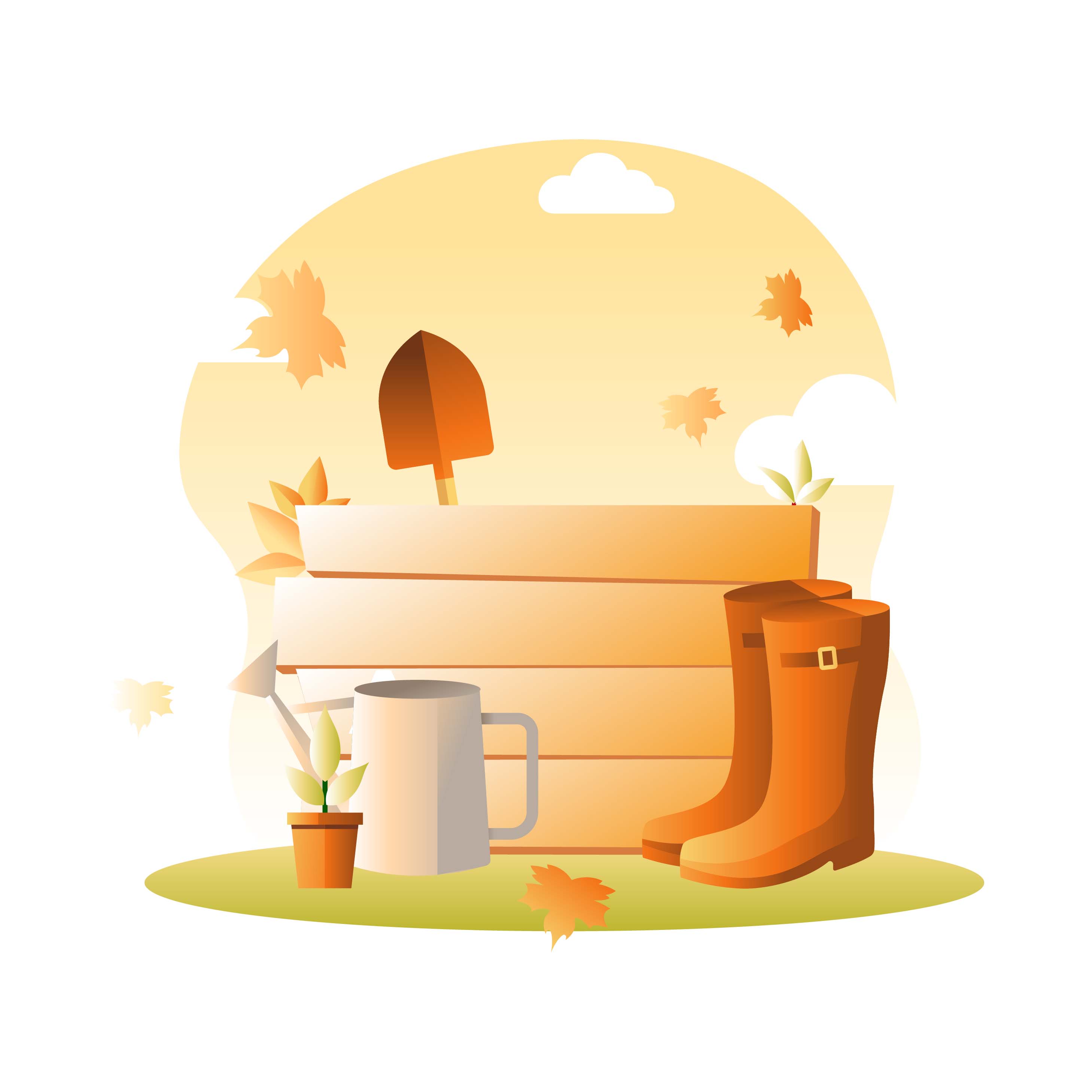 Fall Boots At Backyard 256732 Vector Art at Vecteezy