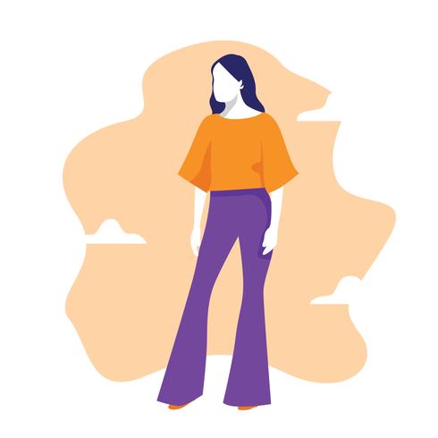 Pantalones de mujer, pantalones acampanados. vector