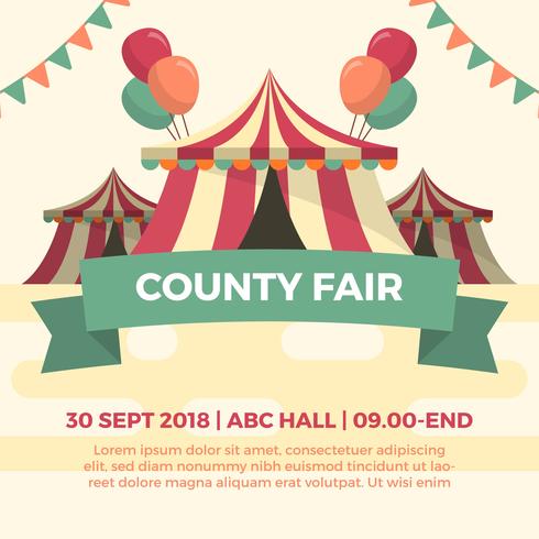 Flat County Fair Tent Festival Vector Illustration