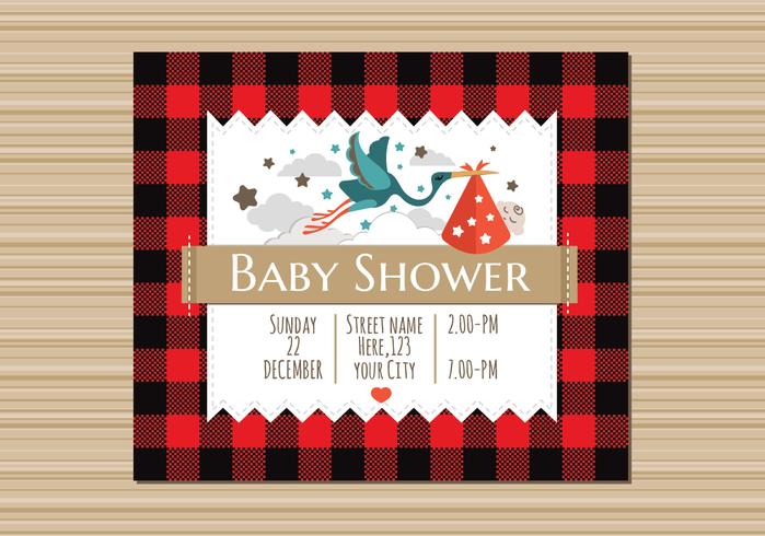 Buffalo Plaid Baby Shower Invitation vector
