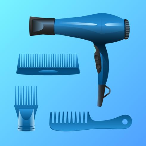 Blue Realistic Salon Tool Vector