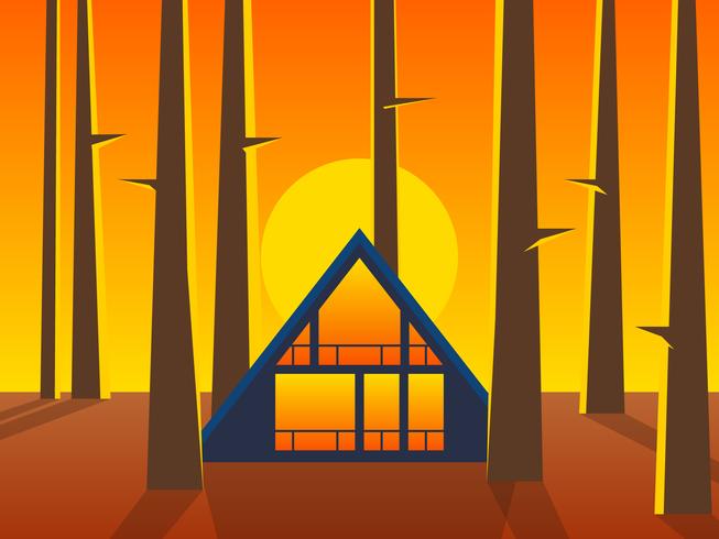 Modern Cabin In The Woods vector