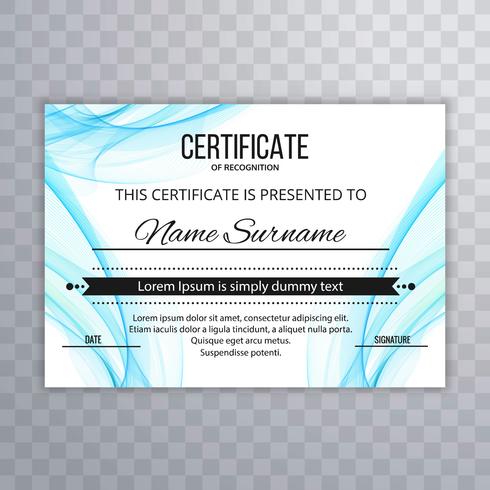 Abstract creative blue wave certificate template background vector