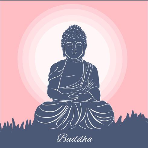 Flat Buddha Character vector