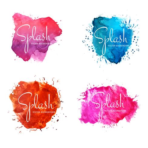 Abstract colorful watercolor splash design set vector