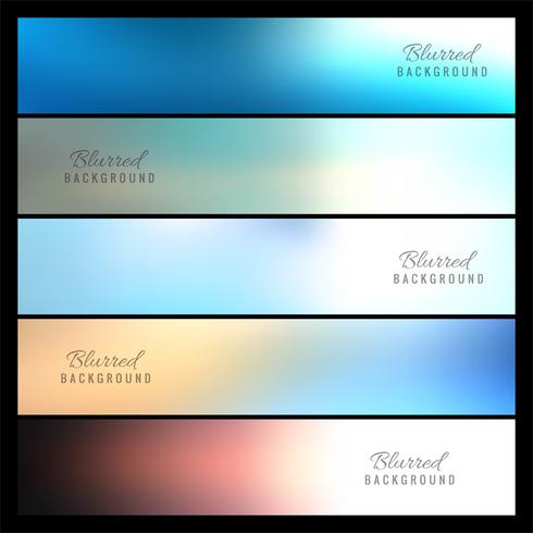 Banners borrosos coloridos hermosos set vector