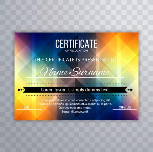 Abstract colorful certificate design template illustration vector