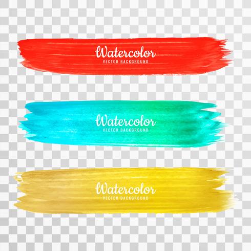 Abstract colorful watercolor stroke design set vector