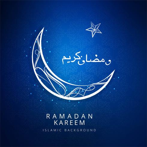 Tarjeta de felicitación de Ramadán kareem con fondo de luna vector