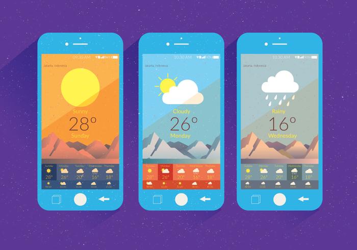 Weather App Screen Vector