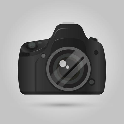 Realistic DSLR Camera Front View With Gradient background Vector Illustration