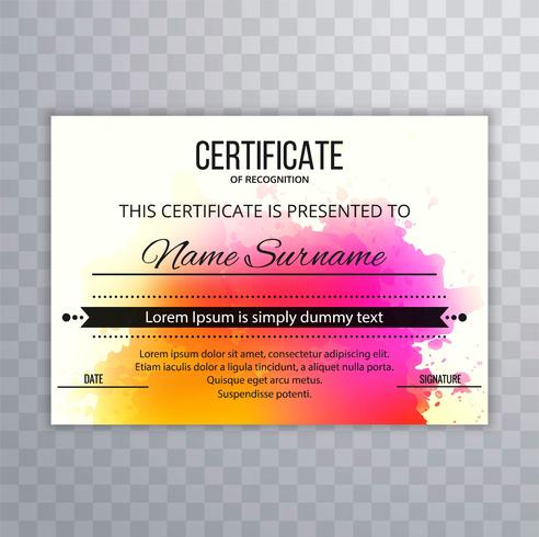 Abstract colorful certificate template design background vector