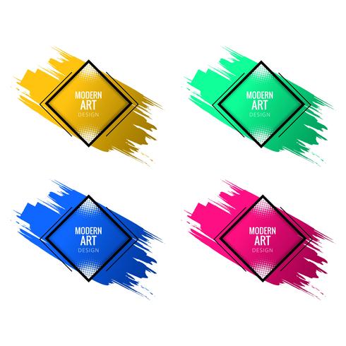 Modern art colorful watercolor design set vector