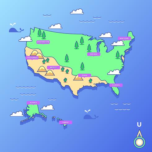 United States Landmark Map Vector