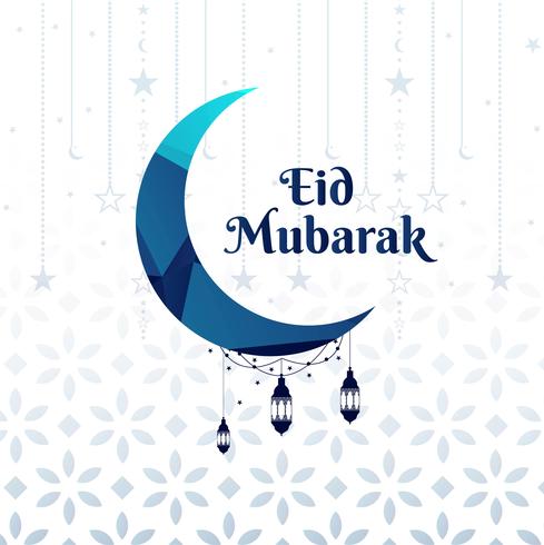 Beautiful moon eid mubarak background vector