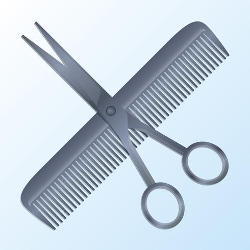 Vector Realistic Scissors And Comb Barbershop Concept