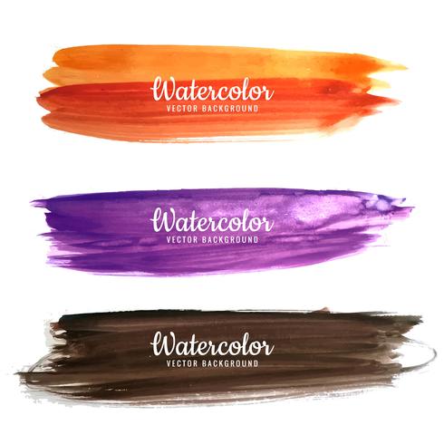 Abstract colorful watercolor stroke design set vector