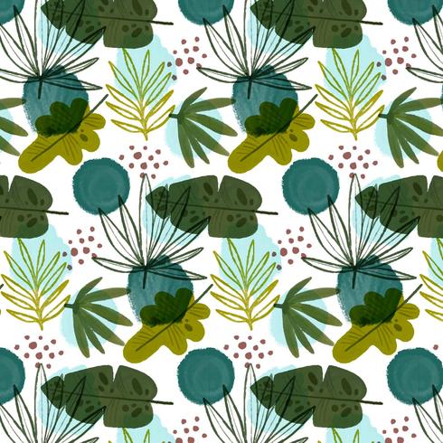 Botanical Pattern With Different Leaves vector