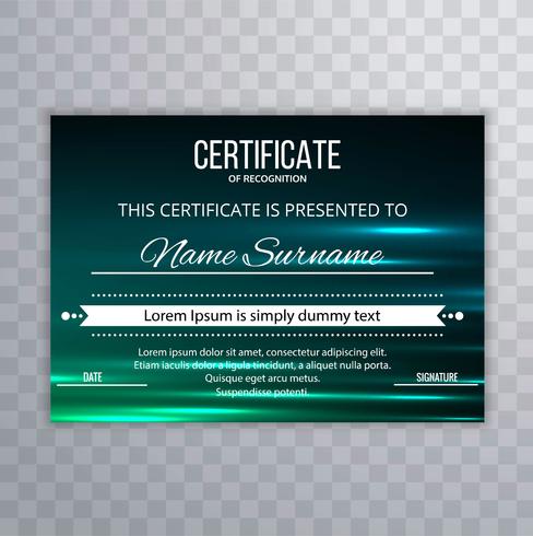 Diseño de plantilla de certificado colorido elegante moderno vector