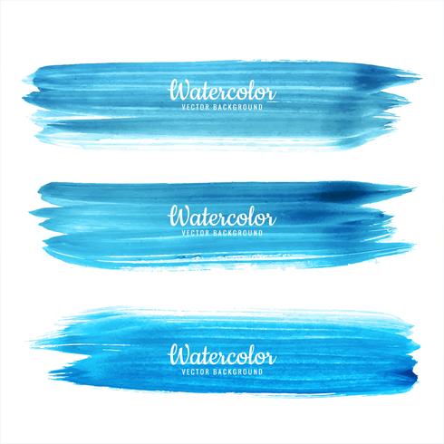 Hand draw blue watercolor strokes set design vector