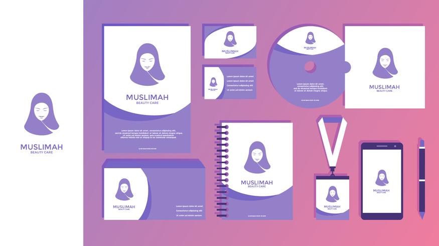 Muslimah Beauty Care, vector de identidad corporativa femenina