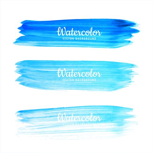 Abstract blue watercolor stroke set design vector