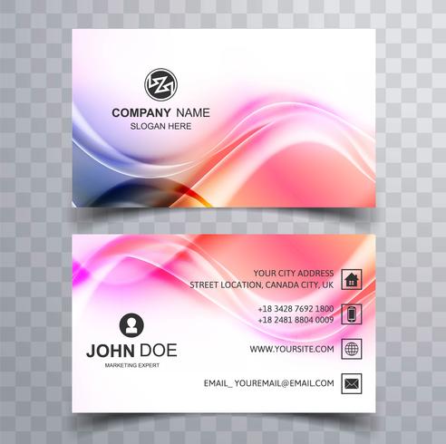 Abstract colorful shiny wave business card design vector