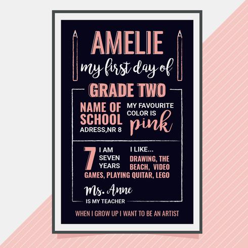 Vector First Day of School Poster