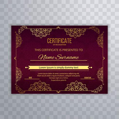 Beautiful stylish certificate template background vector