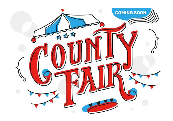 County Fair Lettering Typography Background Vector Illustration