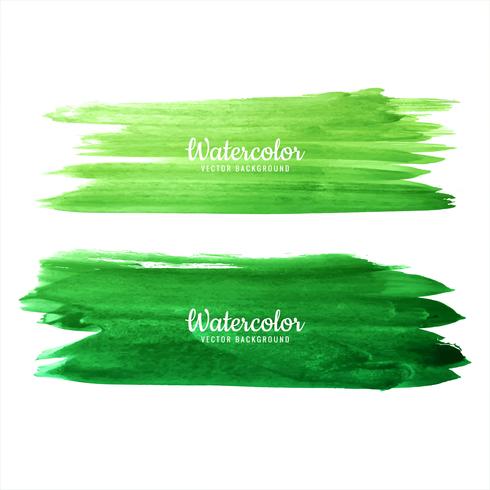 Beautiful watercolor green hand draw strokes set design vector